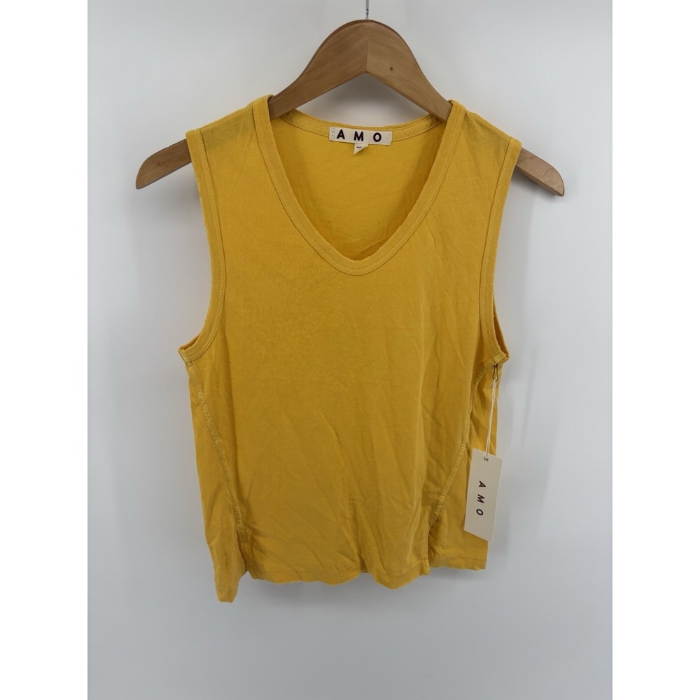 NWT AMO Scoop Neck Tank Top Sz S Slub Seamed Preppy MSRP $136